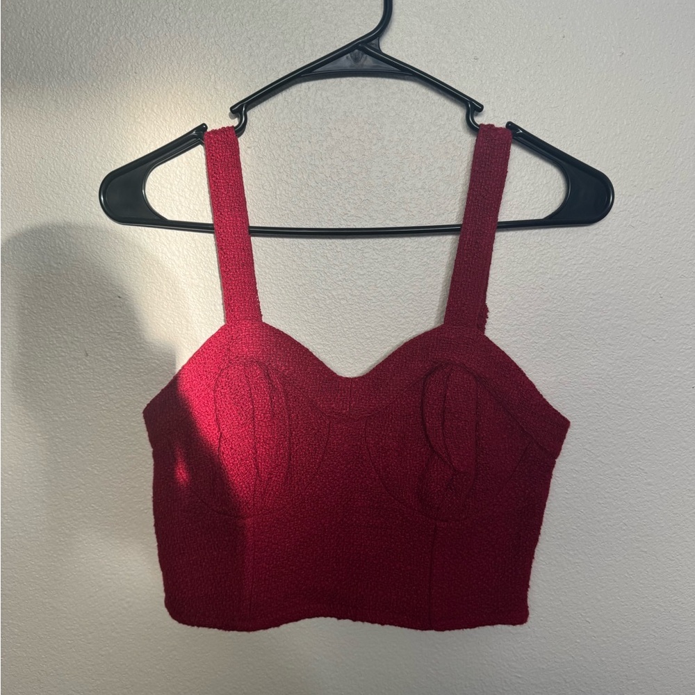 Red Knit Crop Top